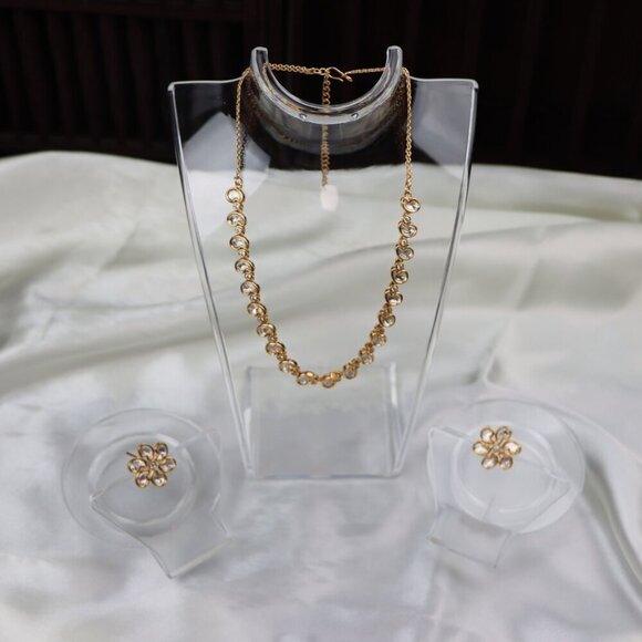 Elegant Brass Kundan Necklace & Earrings Set, JP42 - Picture 6 of 12